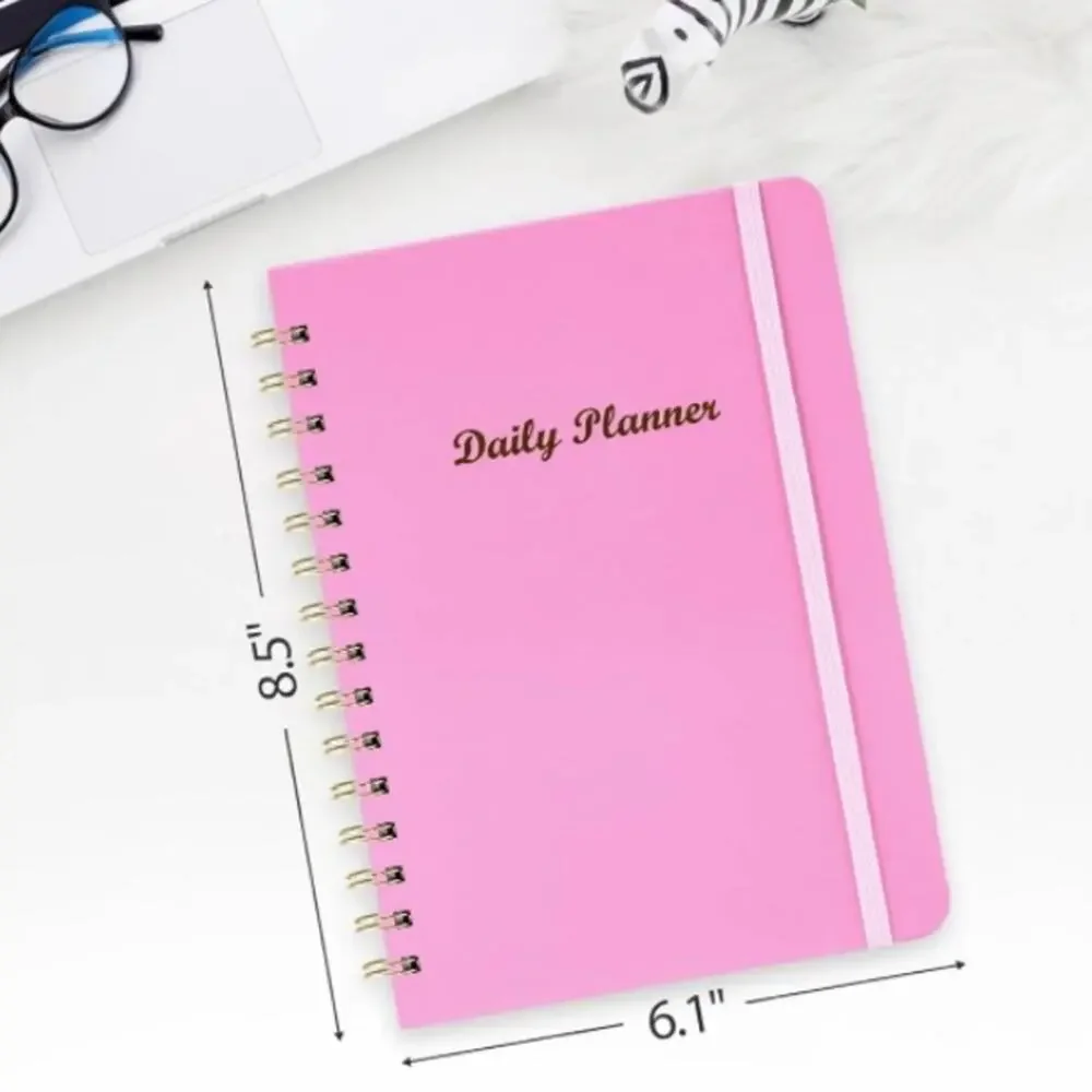 Daily Planner Organizer Undated Pink Task List Spiral Bound Notebook